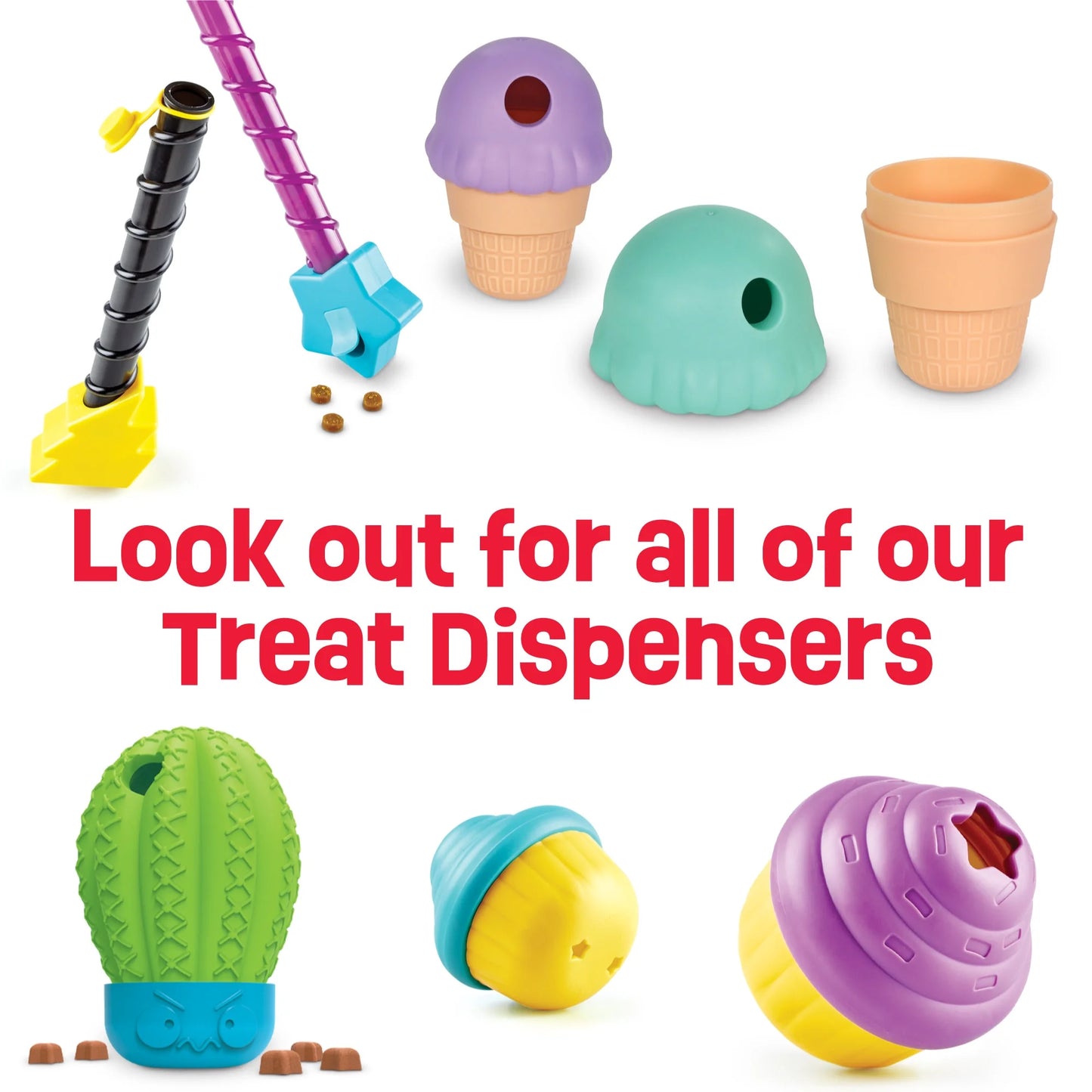 Brightkins Ice Cream Dog Toy Treat Dispenser, Playful Training for Small & Medium Dogs to Chew