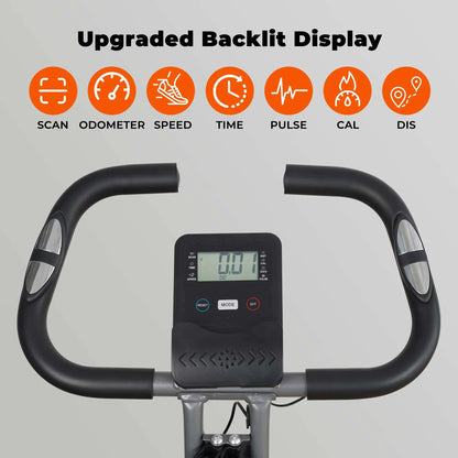 Folding Exercise Bike 4 in 1 Magnetic Stationary Recumbent Bike 10 Level Resistance for Home Use with Arm Resistance Bands