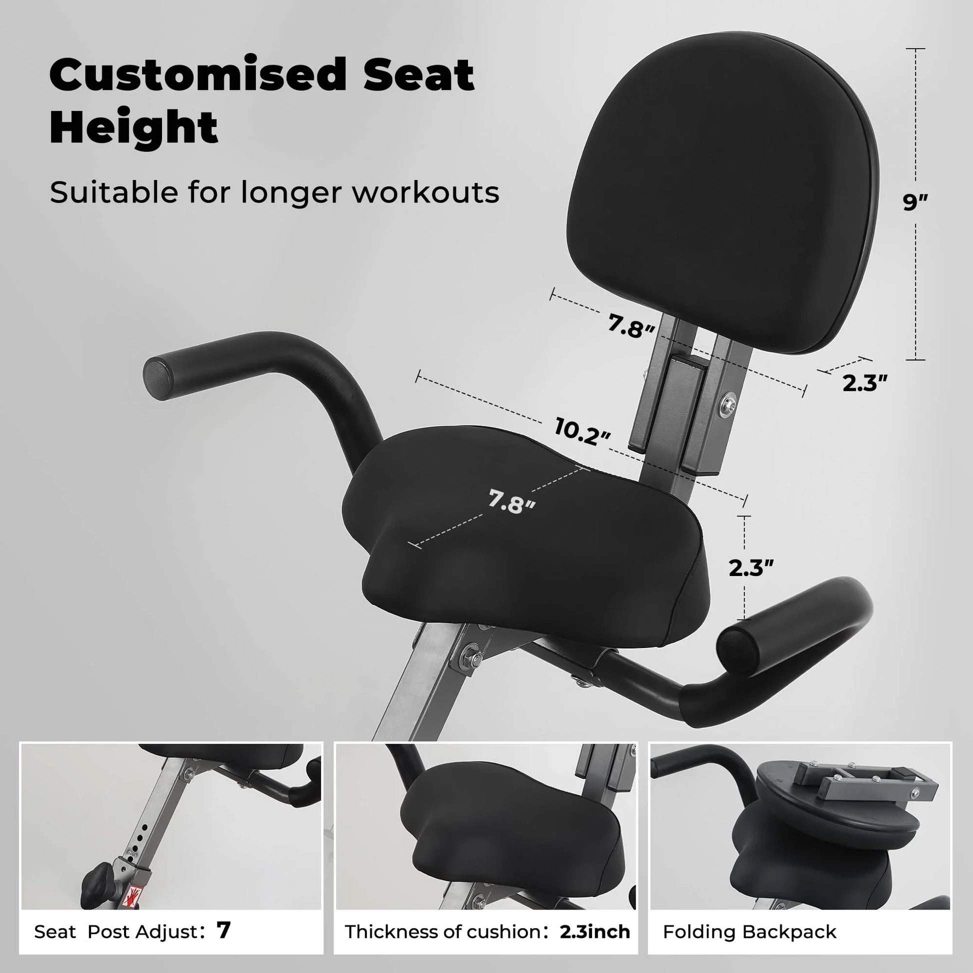 Folding Exercise Bike 4 in 1 Magnetic Stationary Recumbent Bike 10 Level Resistance for Home Use with Arm Resistance Bands