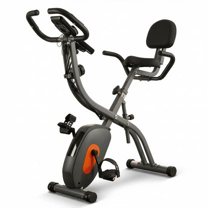 Folding Exercise Bike 4 in 1 Magnetic Stationary Recumbent Bike 10 Level Resistance for Home Use with Arm Resistance Bands